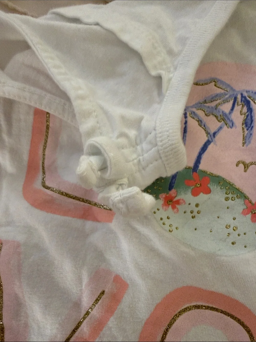 Carter's White Tank Top with Pink and Green Palm Graphic - Kids